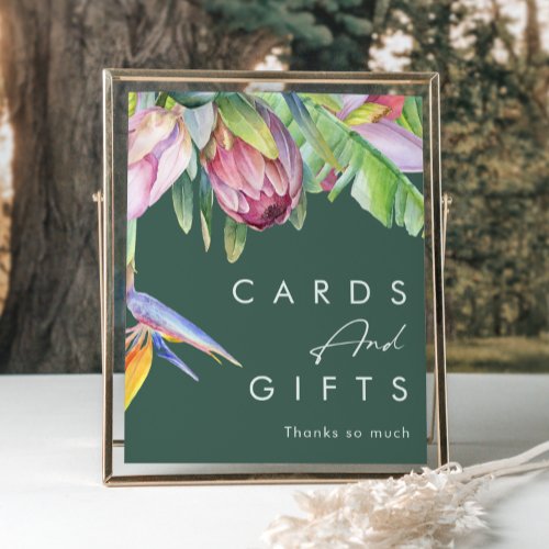 Colorful Tropical Floral  Green Cards and Gifts Poster
