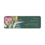 Colorful Tropical Floral | Green Return Address Label<br><div class="desc">This colorful tropical floral | green return address label is perfect for your modern boho destination, green, purple, peach wedding. Design features an elegant bouquet of classic beach watercolor greenery and flowers that may include sage green eucalyptus, mauve and red protea, blush pink hibiscus, orange and blue bird of paradise,...</div>