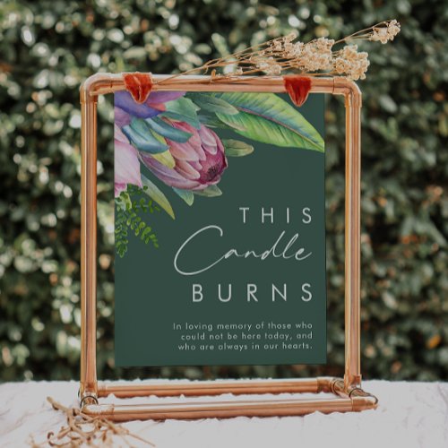Colorful Tropical Floral  Green This Candle Burns Poster