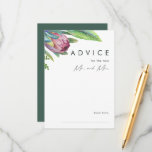 Colorful Tropical Floral Green Wedding Advice Card<br><div class="desc">This colorful tropical floral green wedding advice card is perfect for your modern boho destination green, purple, peach wedding. Design features an elegant bouquet of classic beach watercolor greenery and flowers, including sage green eucalyptus, mauve and red protea, blush pink hibiscus, orange and blue bird of paradise, and dark green...</div>