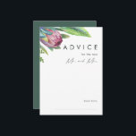 Colorful Tropical Floral Green Wedding Advice Card<br><div class="desc">This colorful tropical floral green wedding advice card is perfect for your modern boho destination green, purple, peach wedding. Design features an elegant bouquet of classic beach watercolor greenery and flowers, including sage green eucalyptus, mauve and red protea, blush pink hibiscus, orange and blue bird of paradise, and dark green...</div>