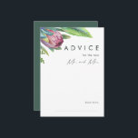Colorful Tropical Floral Green Wedding Advice Card<br><div class="desc">This colorful tropical floral green wedding advice card is perfect for your modern boho destination green, purple, peach wedding. Design features an elegant bouquet of classic beach watercolor greenery and flowers, including sage green eucalyptus, mauve and red protea, blush pink hibiscus, orange and blue bird of paradise, and dark green...</div>