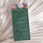Colorful Tropical Floral | Green Wedding Dinner Menu<br><div class="desc">This colorful tropical floral | green wedding dinner menu is perfect for your modern boho destination, green, purple, peach wedding. Design features an elegant bouquet of classic beach watercolor greenery and flowers that may include sage green eucalyptus, mauve and red protea, blush pink hibiscus, orange and blue bird of paradise,...</div>