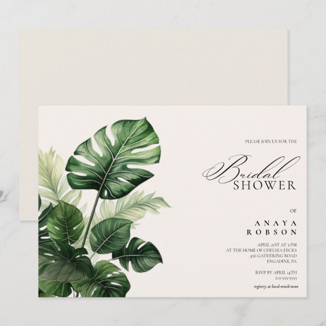 Colorful Tropical Floral | Greenery bridal shower  Invitation (Front/Back)