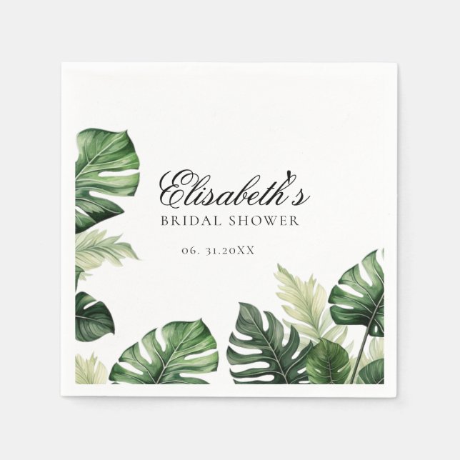 Colorful Tropical Floral | Greenery bridal shower  Napkins (Front)