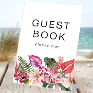 Colorful Tropical Floral Guest Book Pedestal Sign