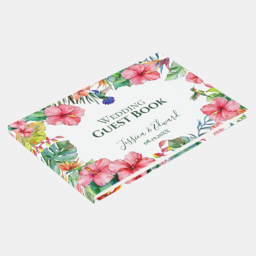 Colorful Tropical Floral Hibiscus  Wedding Guest Book