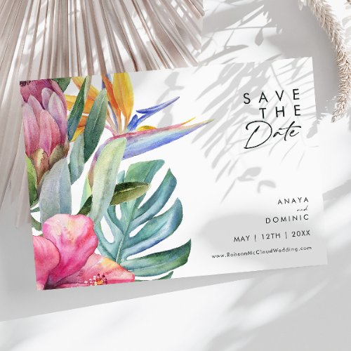 Colorful Tropical Floral  Horizontal Save The Date