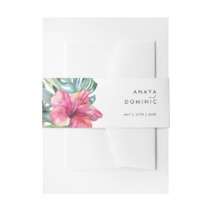 Colorful Tropical Floral   Invitation Belly Band