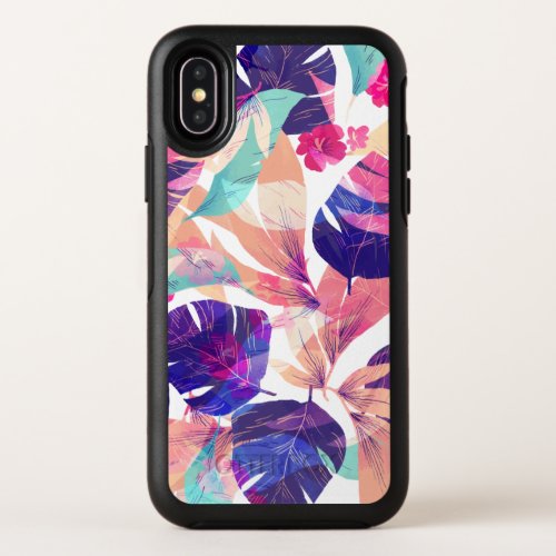 Colorful Tropical Floral Leaves  iPhone XSCase