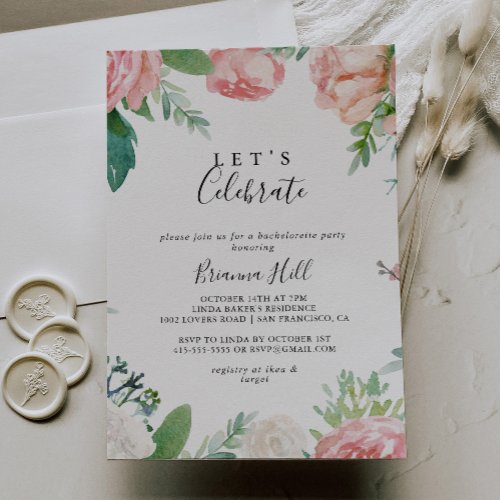 Colorful Tropical Floral Lets Celebrate Party Invitation
