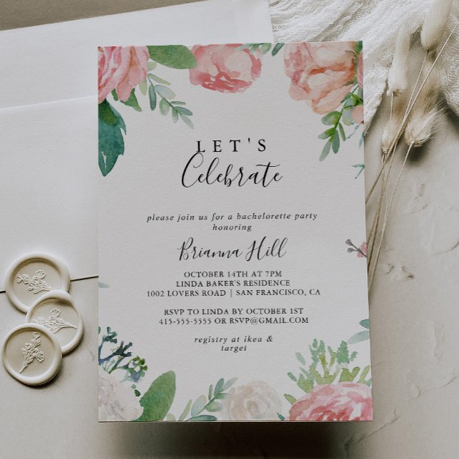 Colorful Tropical Floral Let's Celebrate Party Invitation (Creator Uploaded)