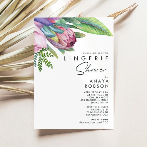 Colorful Tropical Floral Lingerie Shower Invitation