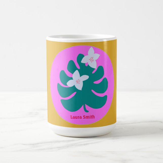 Colorful tropical floral modern name Mug (Center)