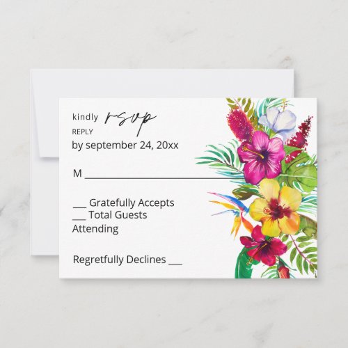 Colorful Tropical Floral no Meal RSVP