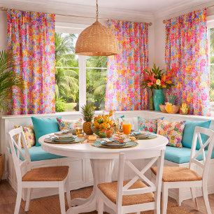 Colorful Tropical Floral Pattern Blackout Curtains