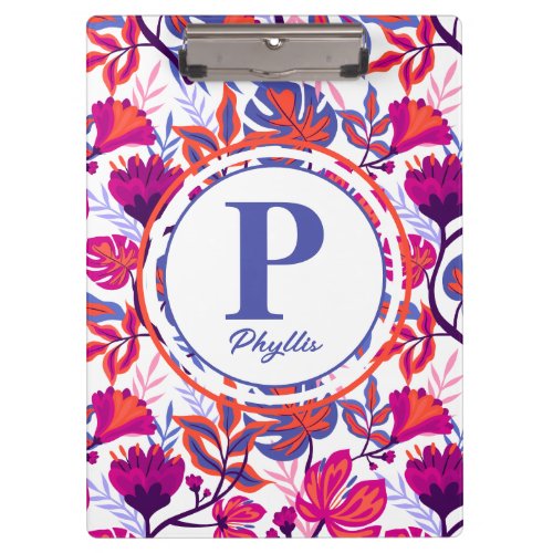 Colorful Tropical Floral Pattern Clipboard