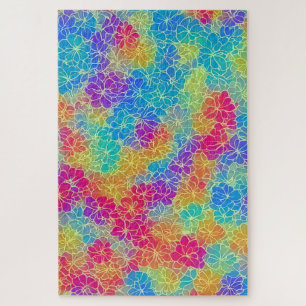 Colorful tropical floral pattern difficult adult jigsaw puzzle
