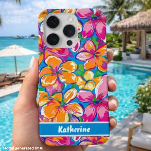 Colorful Tropical Floral Pattern iPhone 15 Pro Case