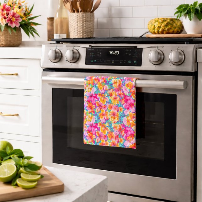 Colorful Tropical Floral Pattern Kitchen Towel (Creator Uploaded)