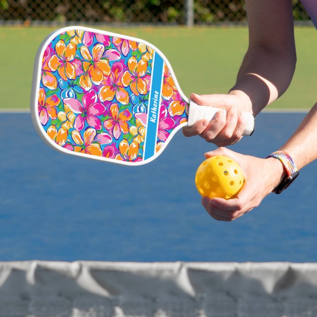 Colorful Tropical Floral Pattern Pickleball Paddle (Insitu)