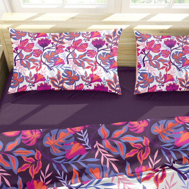 Colorful, Tropical Floral Pattern Pillow Case (Creator Uploaded)