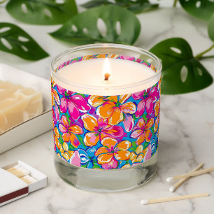 Colorful Tropical Floral Pattern Scented Candle
