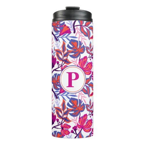 Colorful Tropical Floral Pattern Thermal Tumbler