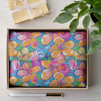 Colorful Tropical Floral Pattern Tissue Paper