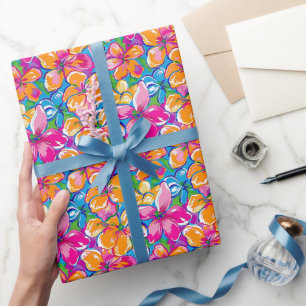 Colorful Tropical Floral Pattern Wrapping Paper