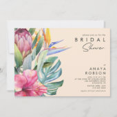 Colorful Tropical Floral | Peach Bridal Shower Invitation (Front)