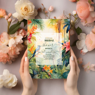 Colorful Tropical Floral Peach Bridal Shower Invitation