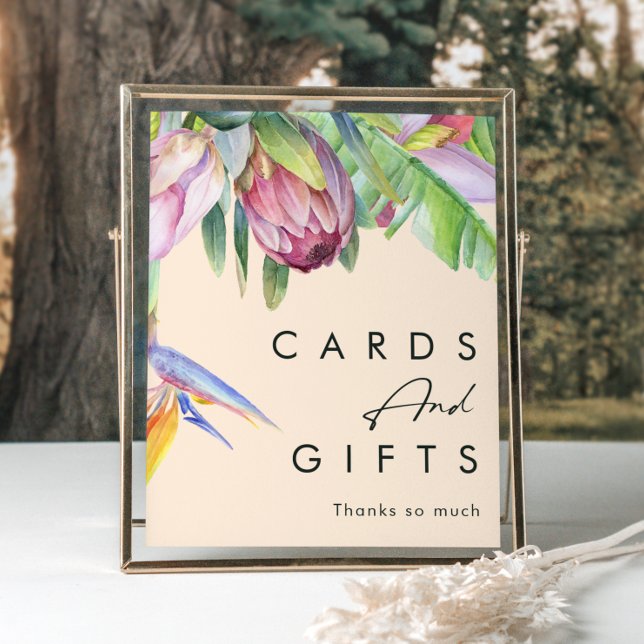 Colorful Tropical Floral | Peach Cards and Gifts Poster