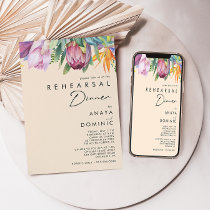 Colorful Tropical Floral | Peach Rehearsal Dinner Invitation
