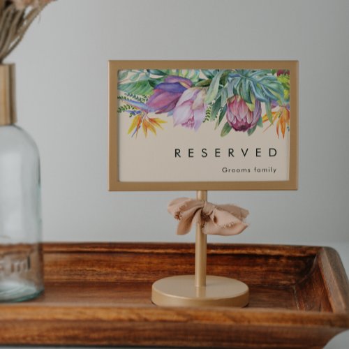 Colorful Tropical Floral  Peach Reserved Sign