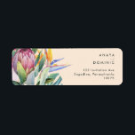 Colorful Tropical Floral | Peach Return Address Label<br><div class="desc">This colorful tropical floral | peach return address label is perfect for your modern boho destination, green, purple, peach wedding. Design features an elegant bouquet of classic beach watercolor greenery and flowers that may include sage green eucalyptus, mauve and red protea, blush pink hibiscus, orange and blue bird of paradise,...</div>