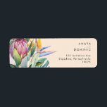 Colorful Tropical Floral | Peach Return Address Label<br><div class="desc">This colorful tropical floral | peach return address label is perfect for your modern boho destination, green, purple, peach wedding. Design features an elegant bouquet of classic beach watercolor greenery and flowers that may include sage green eucalyptus, mauve and red protea, blush pink hibiscus, orange and blue bird of paradise,...</div>