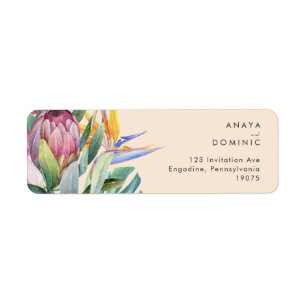 Colorful Tropical Floral   Peach Return Address Label
