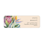 Colorful Tropical Floral | Peach Return Address Label<br><div class="desc">This colorful tropical floral | peach return address label is perfect for your modern boho destination, green, purple, peach wedding. Design features an elegant bouquet of classic beach watercolor greenery and flowers that may include sage green eucalyptus, mauve and red protea, blush pink hibiscus, orange and blue bird of paradise,...</div>