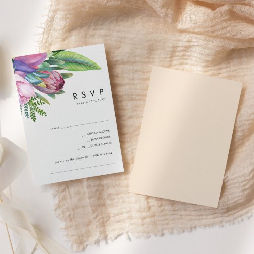 Colorful Tropical Floral Peach Song Request RSVP Card
