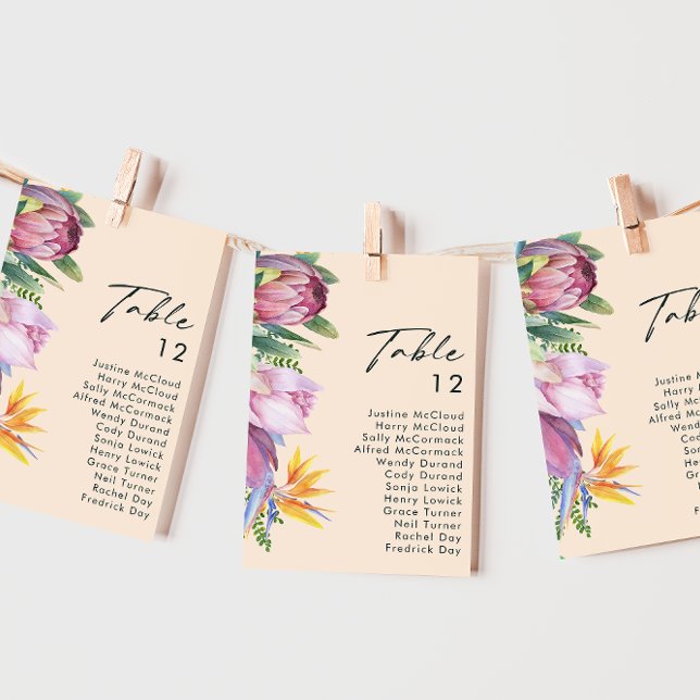 Colorful Tropical Floral Peach Table Number Chart (Creator Uploaded)