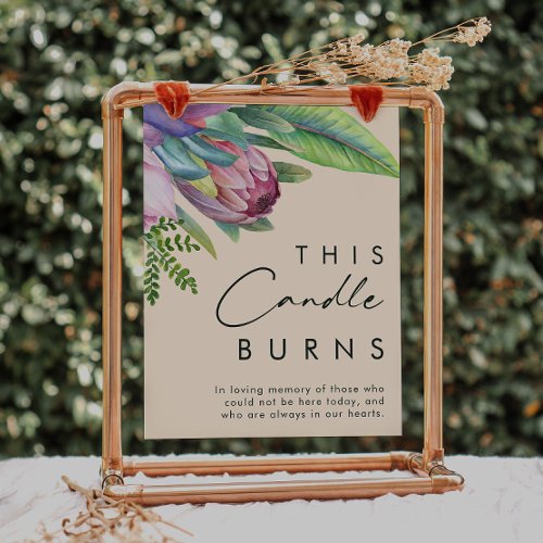 Colorful Tropical Floral  Peach This Candle Burns Poster