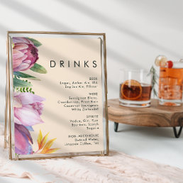 Colorful Tropical Floral | Peach Wedding Drinks Poster