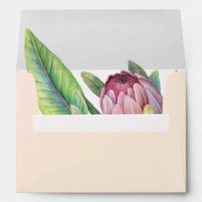 Colorful Tropical Floral Peach Wedding Invitation Envelope (Back (Bottom))
