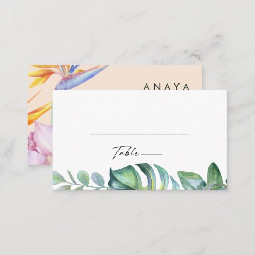 Colorful Tropical Floral   Peach Wedding Place Card