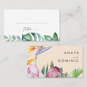 Colorful Tropical Floral    Peach Wedding Place Card