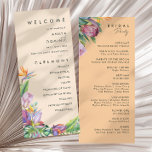 Colorful Tropical Floral | Peach Wedding Program<br><div class="desc">This colorful tropical floral | peach wedding program is perfect for your modern boho destination, green, purple, peach wedding. Design features an elegant bouquet of classic beach watercolor greenery and flowers that may include sage green eucalyptus, mauve and red protea, blush pink hibiscus, orange and blue bird of paradise, and...</div>