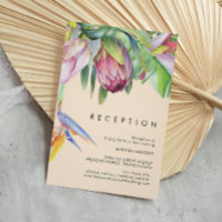 Colorful Tropical Floral Peach Wedding Reception Enclosure Card