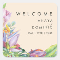 Colorful Tropical Floral | Peach Wedding Welcome
