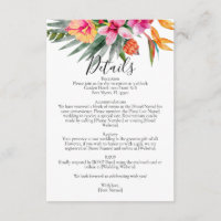 Colorful Tropical Floral Pink Wedding Details